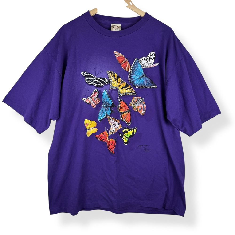 Wild Cotton Butterfly Tee Janeen Mason Size XXL Vintage 90s Single‎ Stitch USA